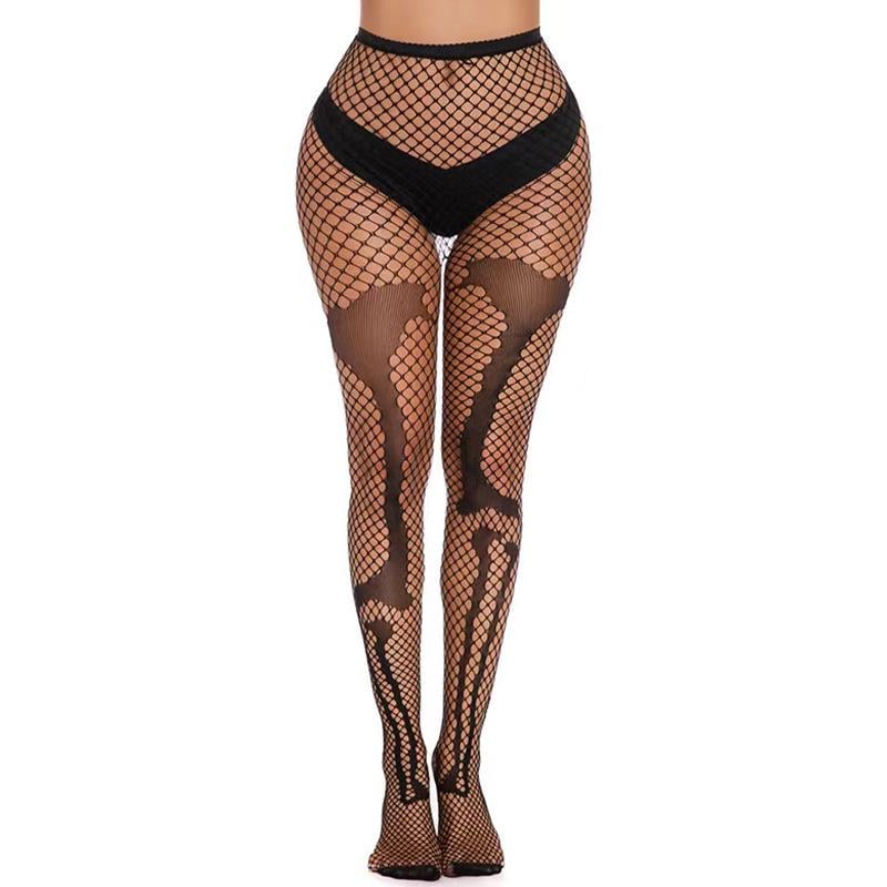 Колготки в сетку скелет One size Черный (К6117)