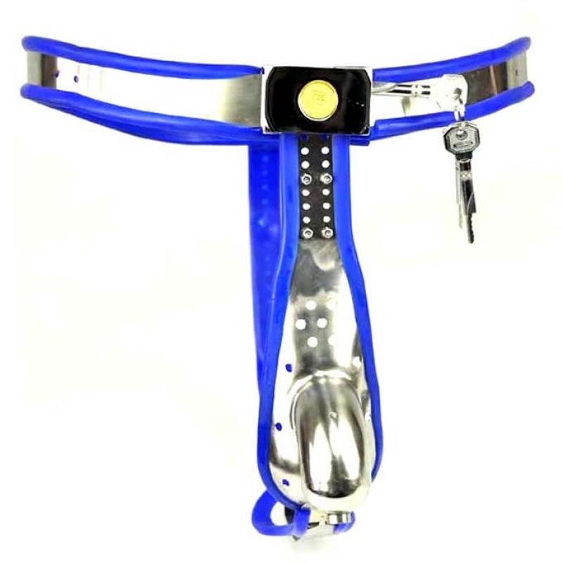 Пояс верности мужской Model-T Stainless Steel Premium Chastity Device Blue (1000040563)