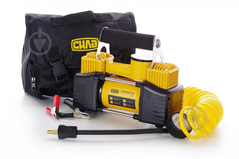 Автомобільний компресор СИЛА двопоршневий 85л/хв; 10Атм; 18А кручений шланг (031928)