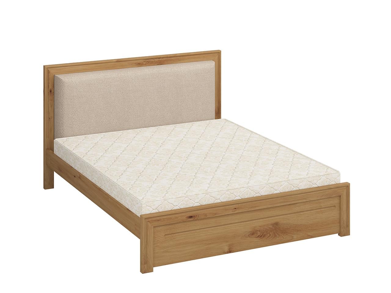 Кровать двуспальная MebiGrand Торонто Т6 с мягким изголовьем Аляска 01 180x200 см Орех светлый/бежевый (51858)