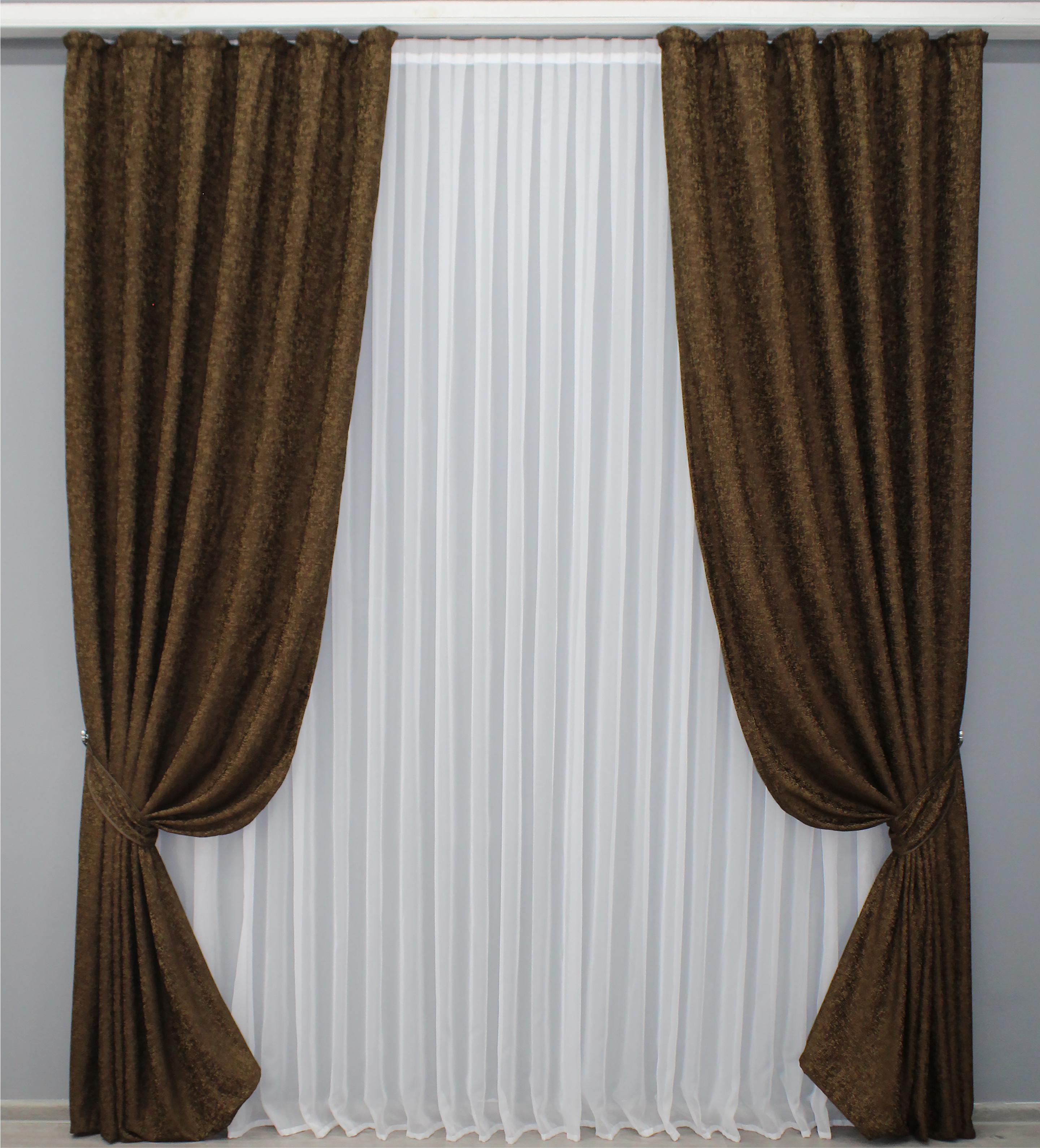 Комплект штор VR-Textil № 1419ш софт люкс 150х275 см 2 шт. Коричневый (33-0292)