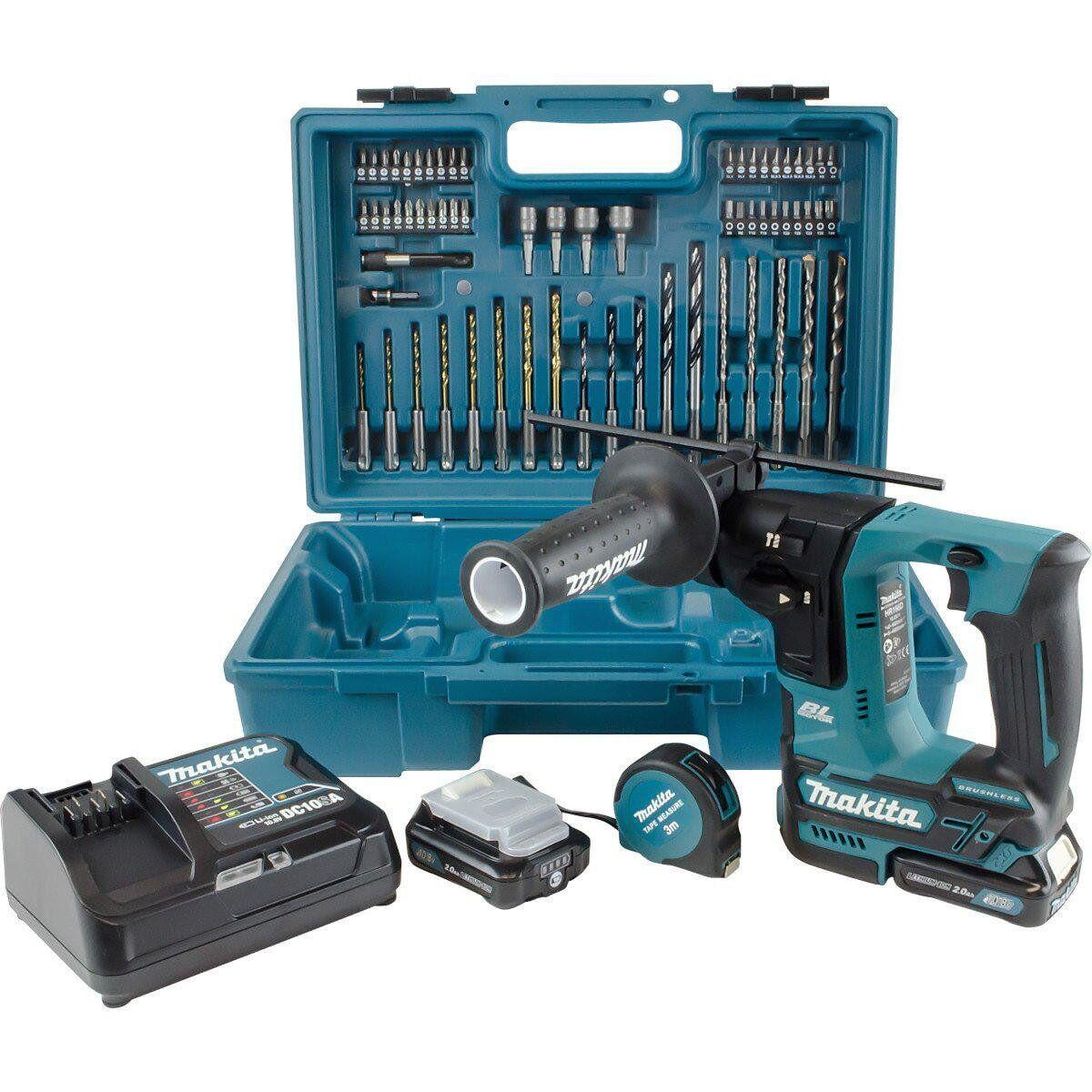 Аккумуляторный перфоратор Makita HR140DSAE1 CXT SDS-Plus (10,8В Slider, 1,0Дж, 14мм) + 2 АКБ 2 Ah + З/У + кейс электрический ручной (4167)