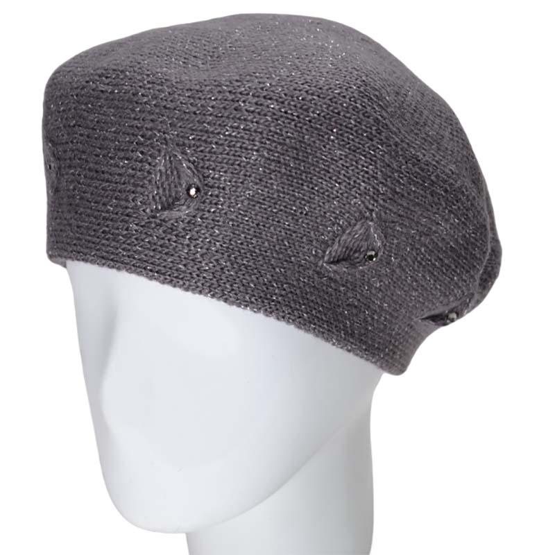 Берет женский Lirus Мариса двойной полушерстяной с люрексовой нитью Дымчатый (119022)