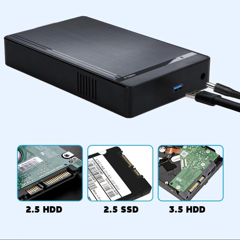 Карман зовнішній ShuoLe HDD 3,5"/2,5" SATA USB 3.0 для жорсткого диска з блоком живлення Чорний (21176051) - фото 9