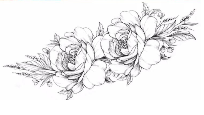 Тату тимчасове водостійке 3D велике Півонія BK-041 18х9 см (4419446)