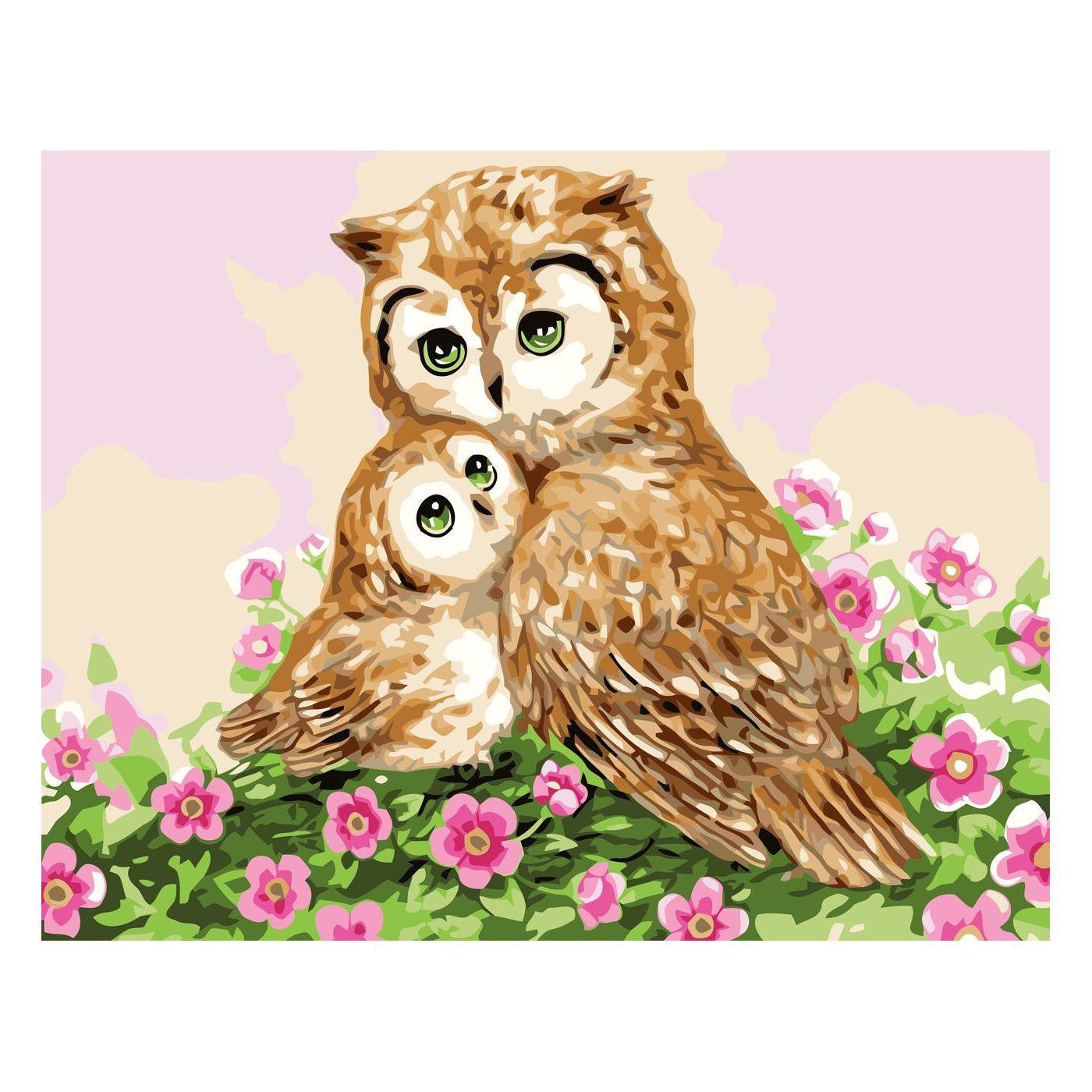 Картина по номерам Strateg Сова с детенышем 30х40 см (SV-0088)