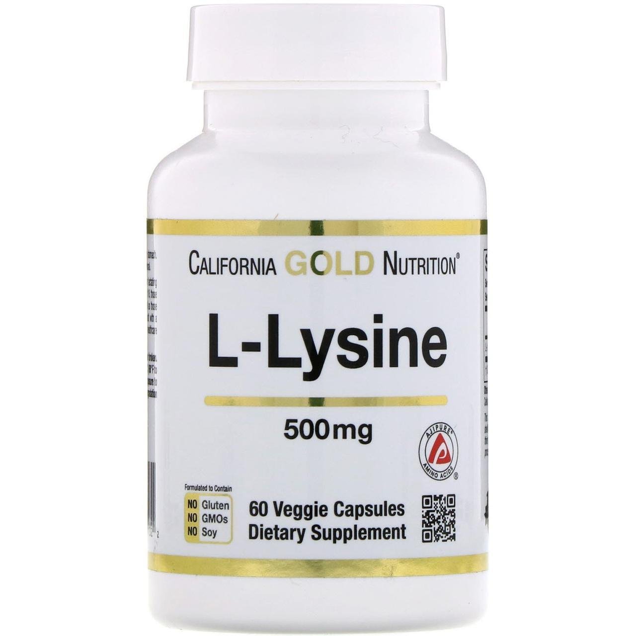 Амінокислоти Сalifornia Gold Nutrition L-Lysine 500 мг 60 капсул Амінокислоти Сalifornia Gold Nutrition L-Lysine 500 мг 60 капсул