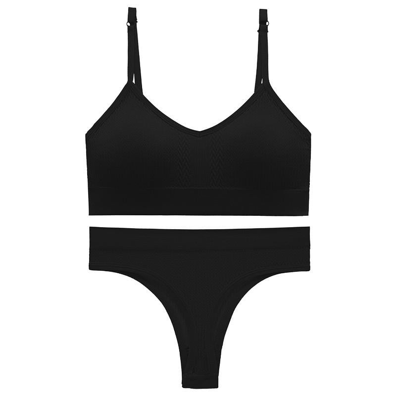 Комплект нижньої білизни жіночої Lesko 6608# Косичка труси та топ M Чорний (27639490)