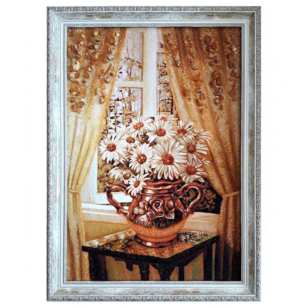 Картина Ромашки из янтаря 20х30 см (К0014-20х30)