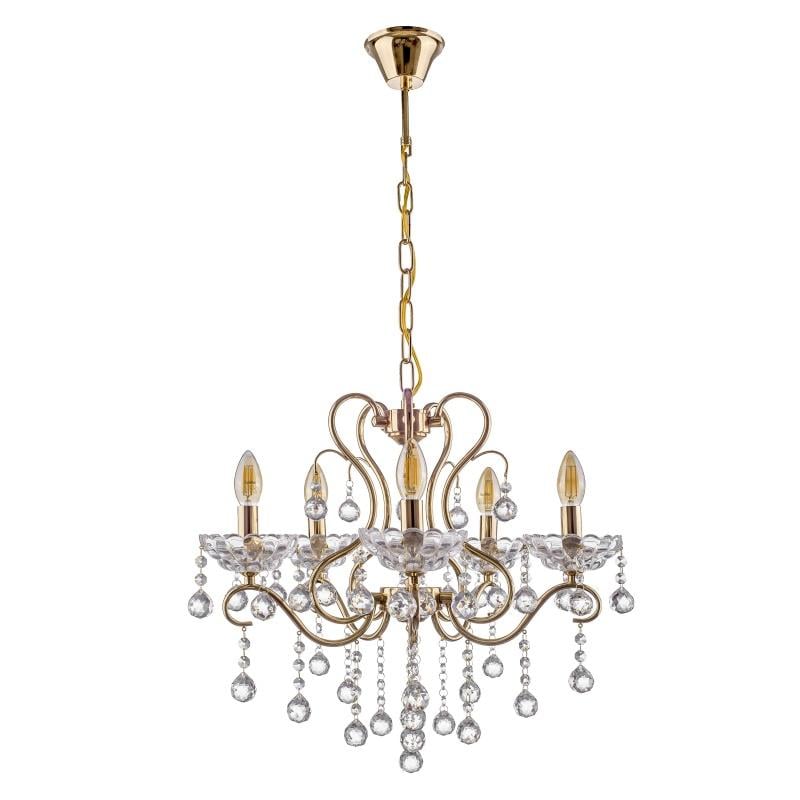 Люстра свеча подвесная хрустальная классическая Brille BCL-666S/5 E14 FGD