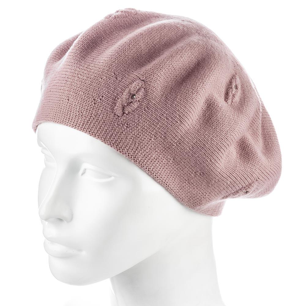 Берет Zolly ZH250 шерстяной мелкой вязки Пудровый