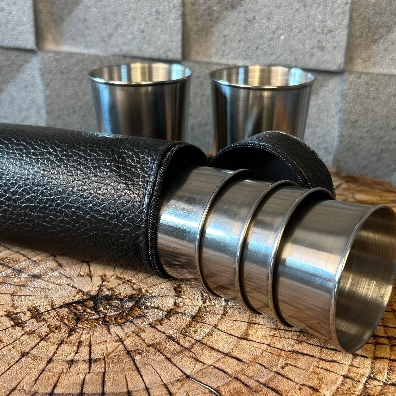 Набір чарок з нержавіючої сталі 6 штук для алкоголю в шкіряному чохлі - фото 5 Набір чарок з нержавіючої сталі 6 штук для алкоголю в шкіряному чохлі - фото 5