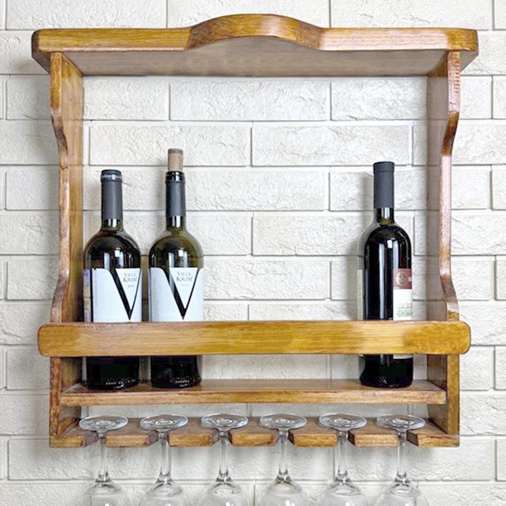 Полка для вина настенная из дерева Бихоро Сиена (ПНК-012705)