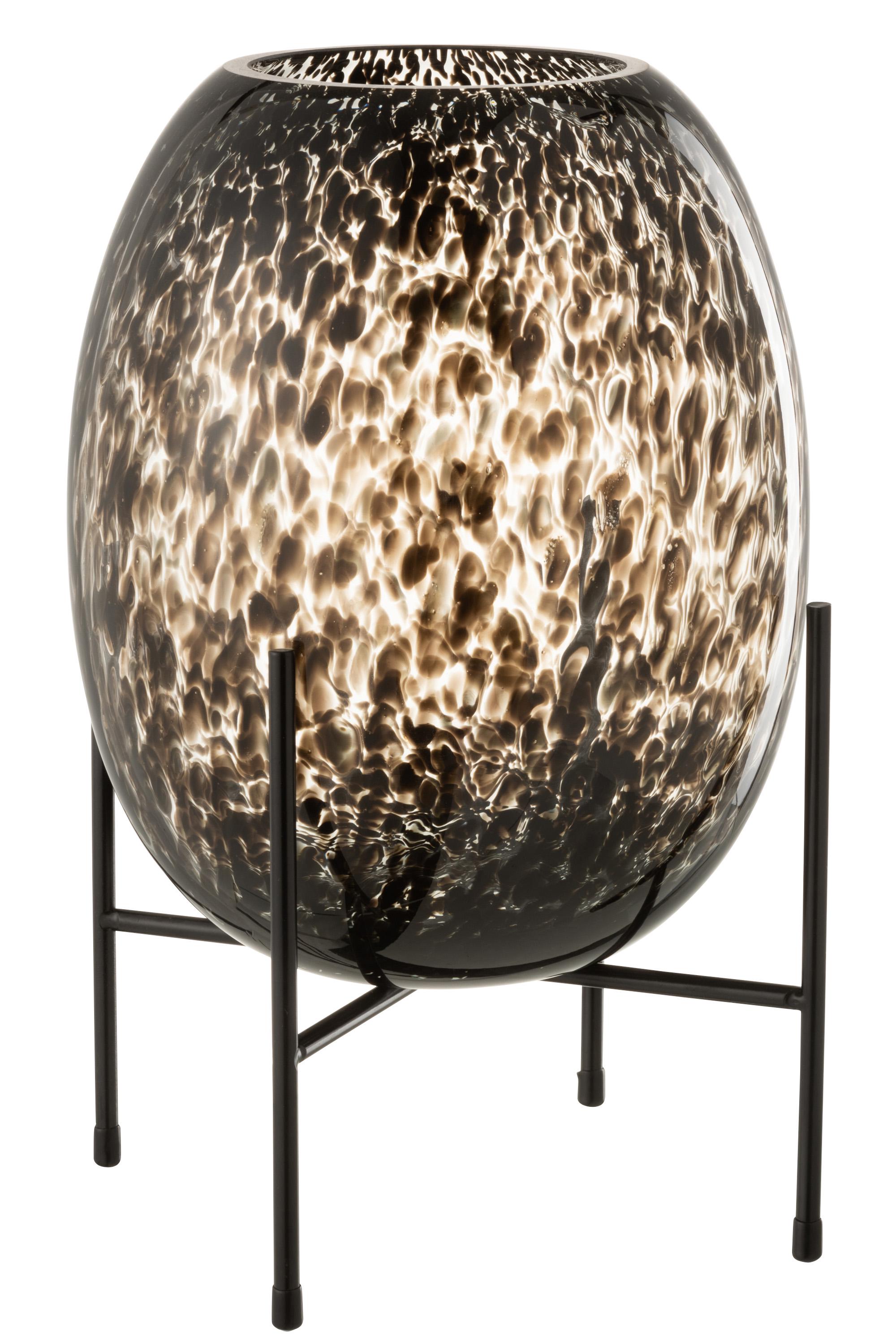 Ваза стеклянная с леопардовым принтом J-LINE 38 см Черный Ваза стеклянная с леопардовым принтом J-LINE 38 см Черный