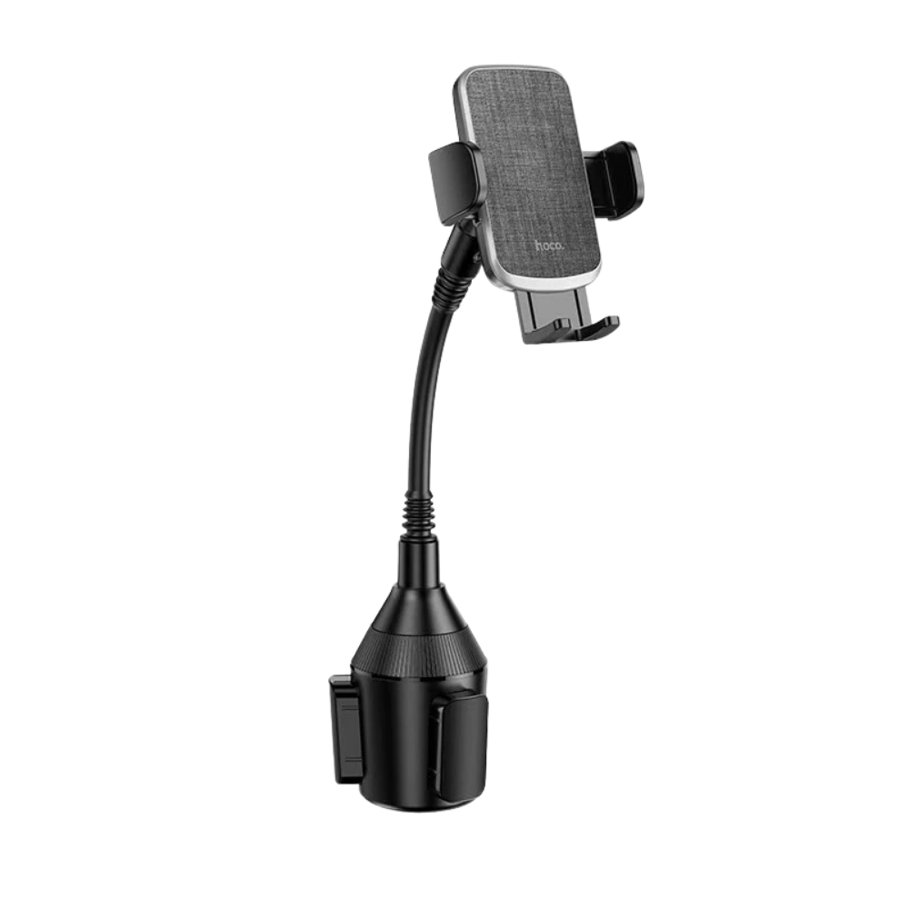 Тримач для телефону в машину Hoco в підсклянник на гнучкій ніжці до 6,8" Чорний (H63)