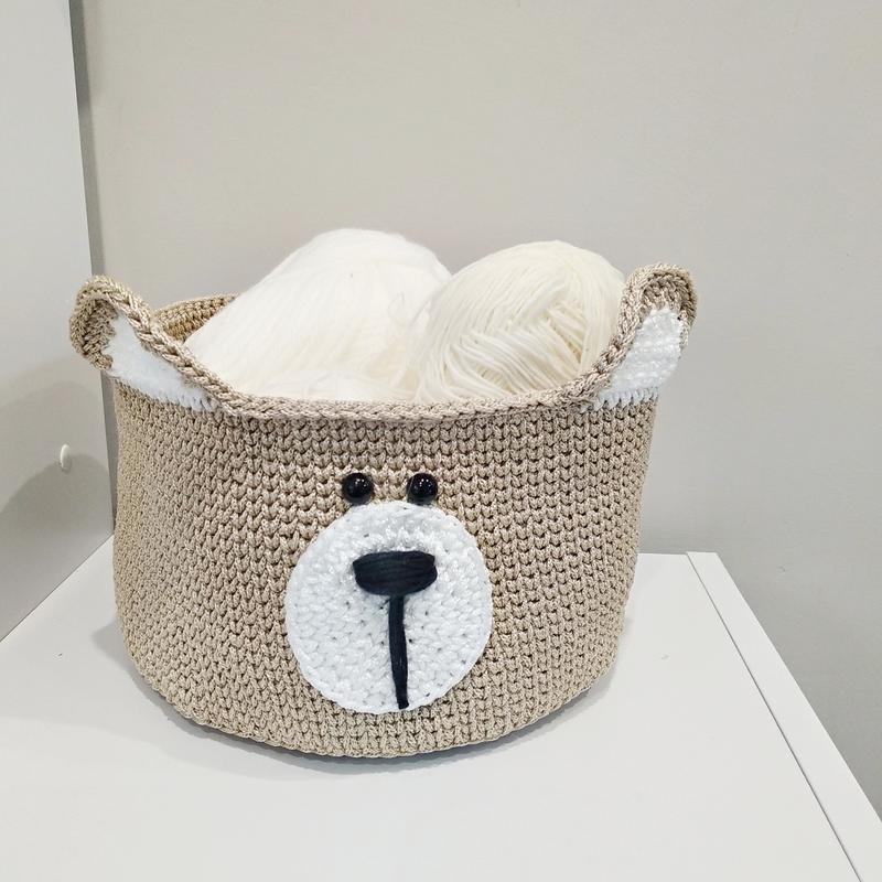 Вязаная корзина для игрушек ручной работы 21х13 см (23553-Нов)