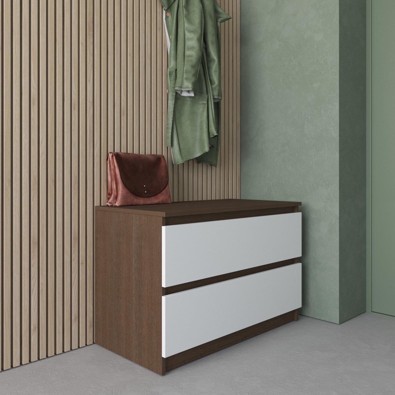 Комод VAYS 2 ящика 80х40х53 см Венге темный/Белый (30642314) Комод VAYS 2 ящика 80х40х53 см Венге темный/Белый (30642314)