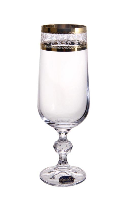 Набір келихів для шампанського Bohemia Claudia Gold 180 мл 6 шт. (40149/43081/180)