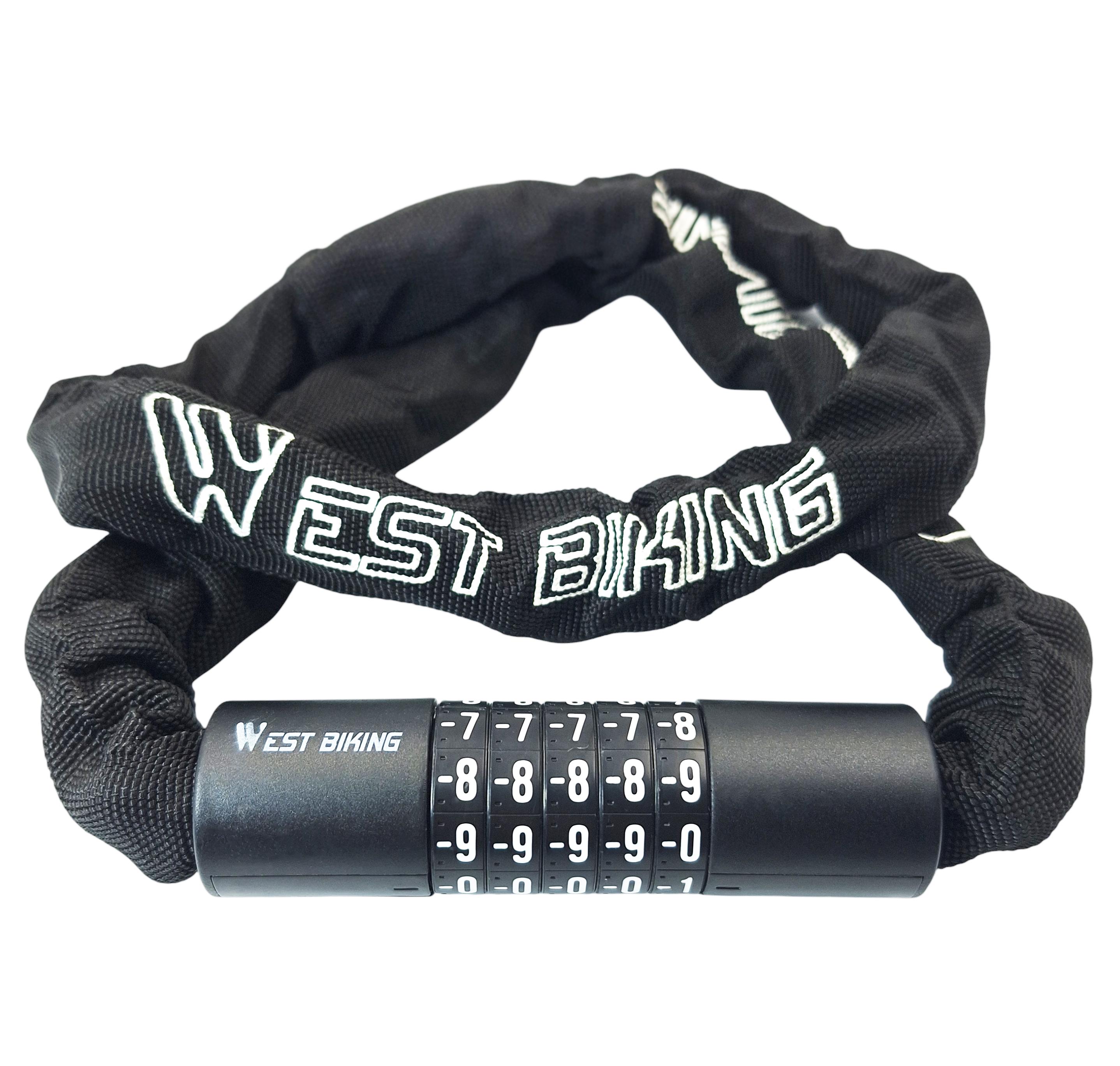 Велосипедный замок West Biking YP0705085 цепной кодовый 6x1200 мм Черный (G0001990)
