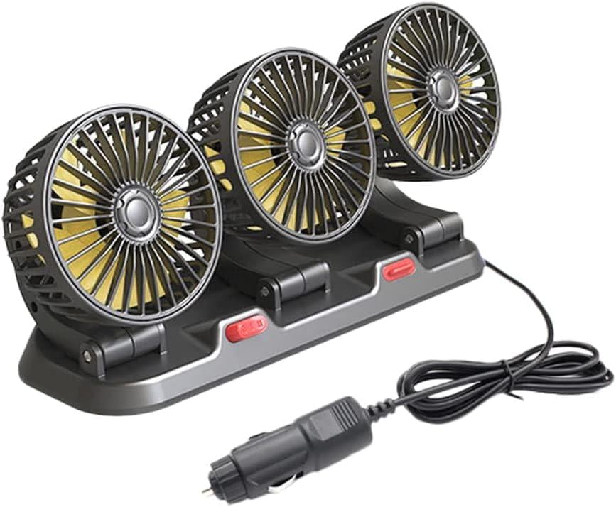 Вентилятор автомобільний від прикурювача потрійний 12V з обертанням Black (35921291)