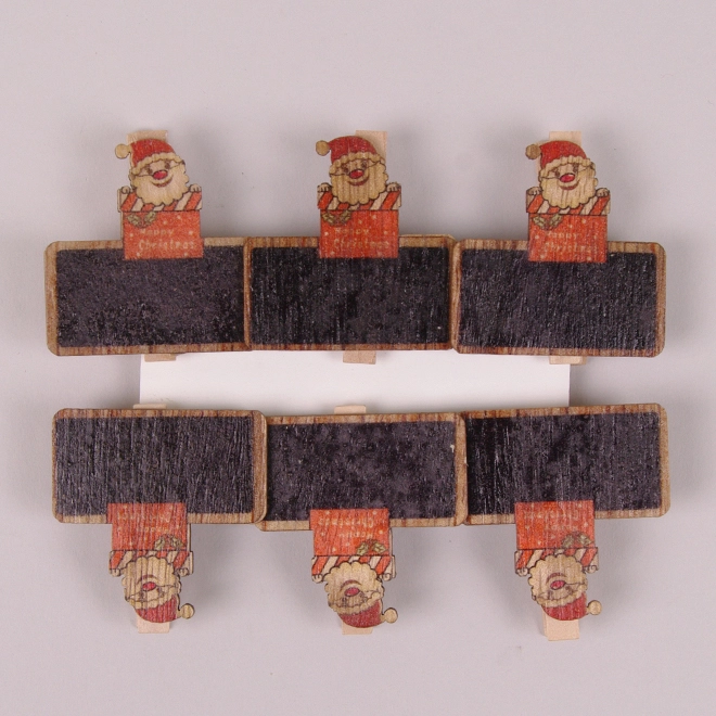 Декор на прищепке Табличка с Санта-Клаусом 6 шт. (25947)