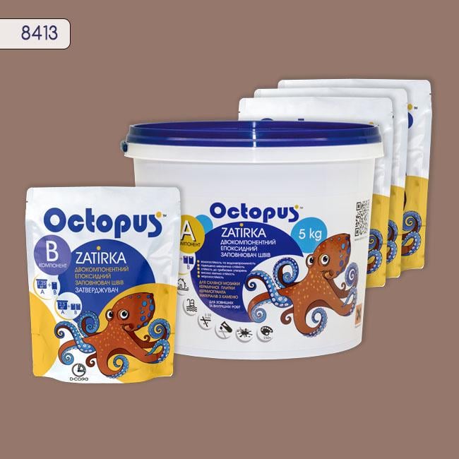 Затирка для плитки Octopus Zatirka 8413 епоксидна 5 кг Мокко