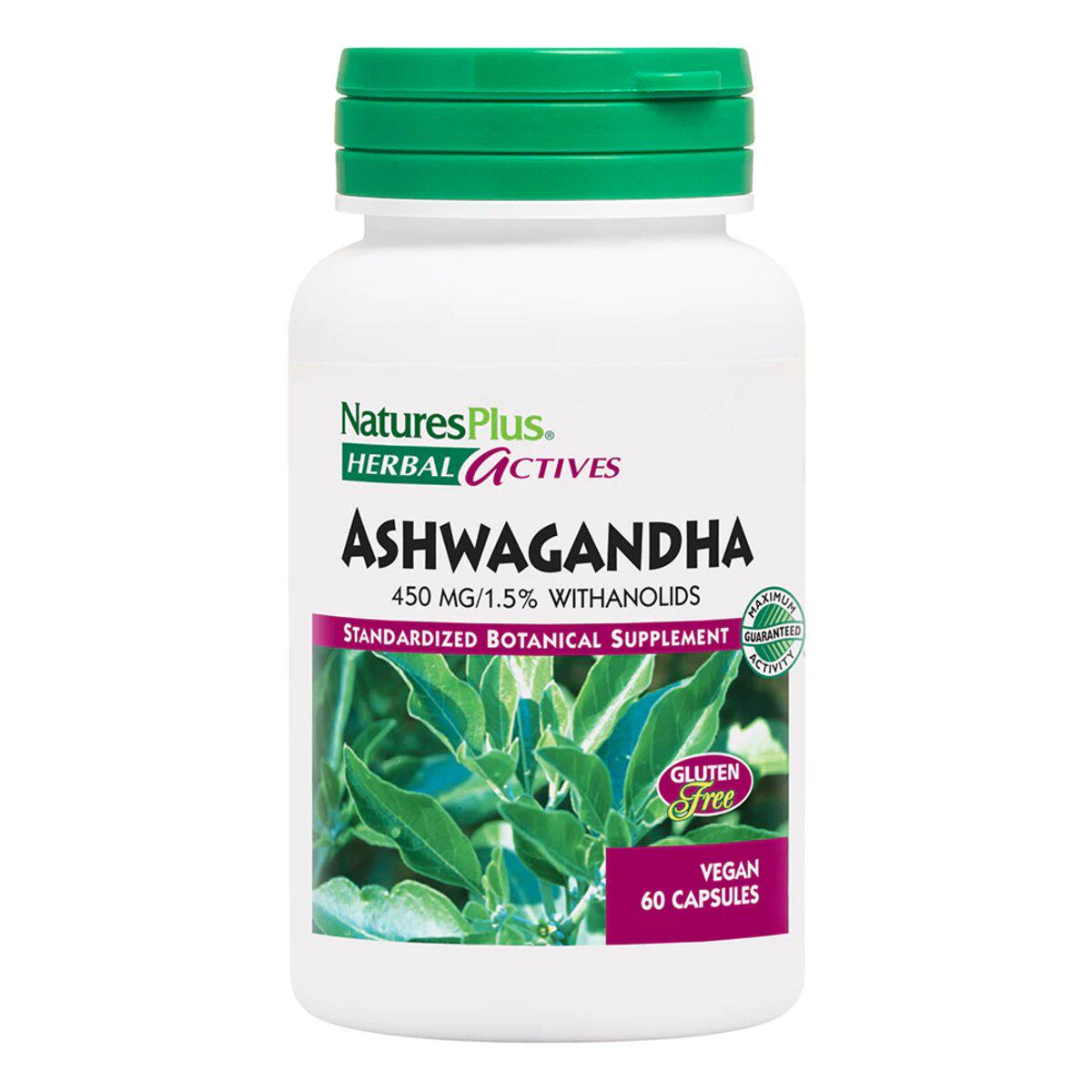 Ашваганда Ashwagandha Herbal Actives Natures Plus 60 вег. капс. 450 мг (7019)