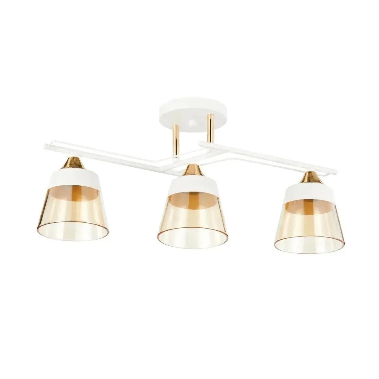 Люстра потолочная Interees V 6097-3 WH+FG в стиле модерн под три лампы Е27 IP20 Белый/Золотой (00000140730)