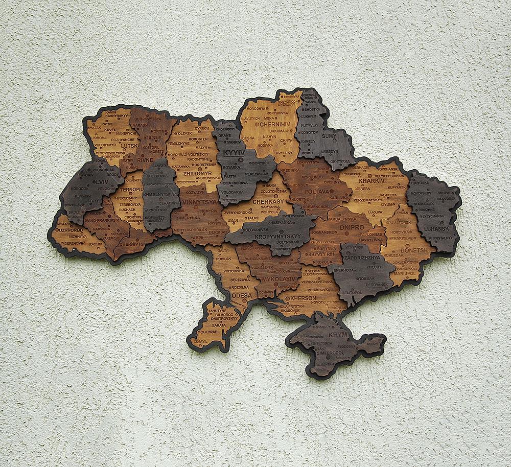 Карта України 3D об'ємна багатошарова англійською (+ коробка) 55x38.5 см Гранд Презент 19