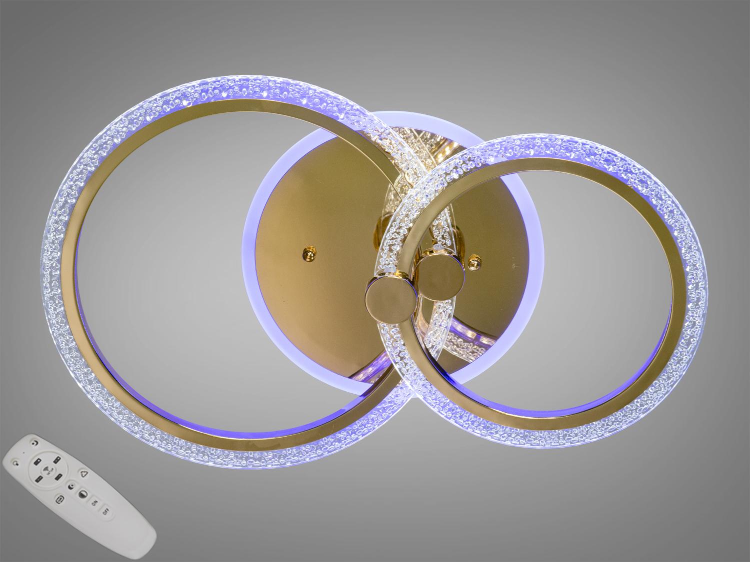 Люстра LED с диммером и RGB подсветкой Diasha A8180/2G 3col dim 55W Золотистый