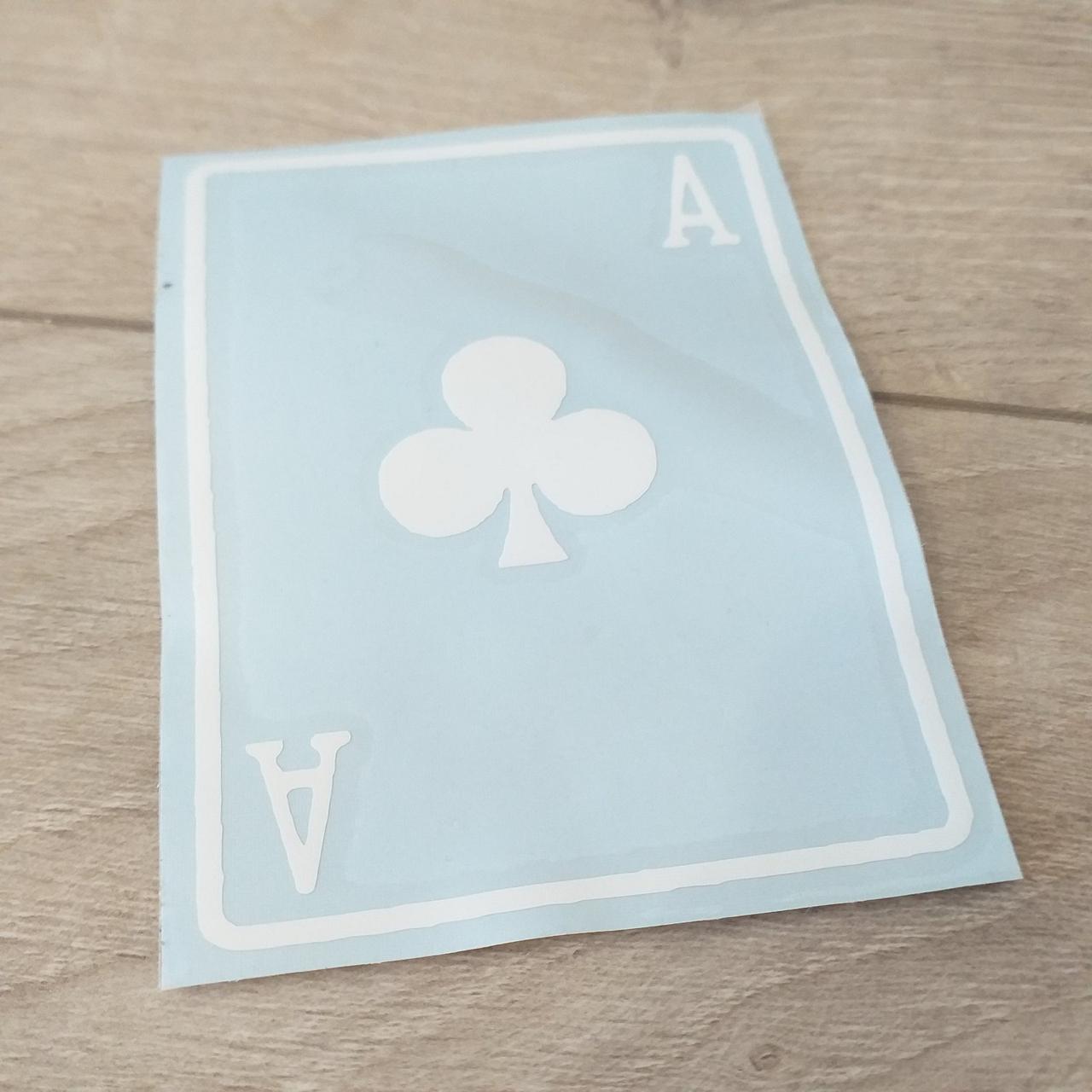 Наклейка виниловая на авто Туз Трефы 10х7,5 см Белый (KG-9301)