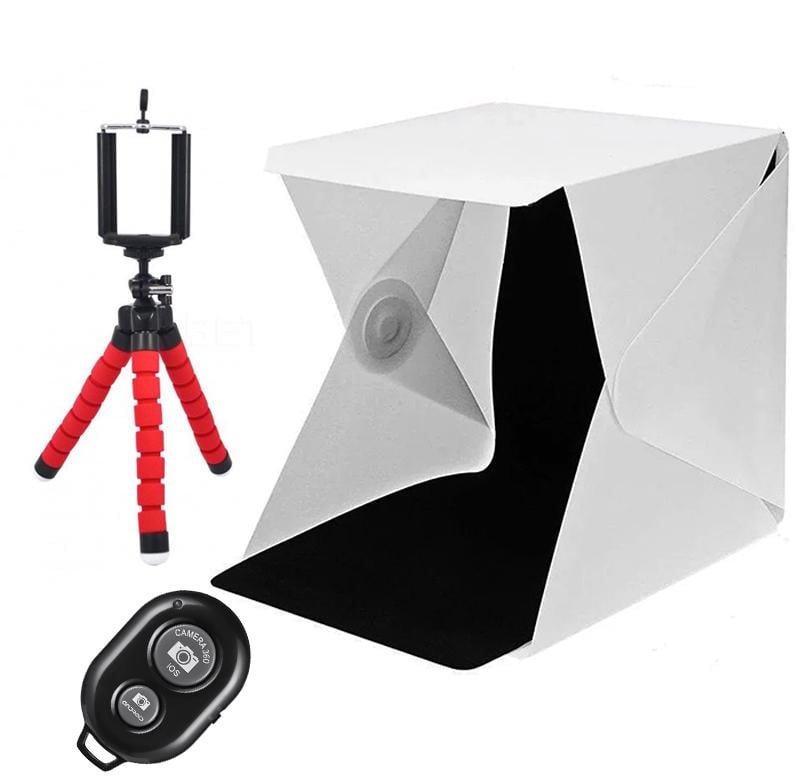 Набор для предметной съемки фотобокс Xo LED с гибким штативом и Bluetoth пульт Белый (0311unk)