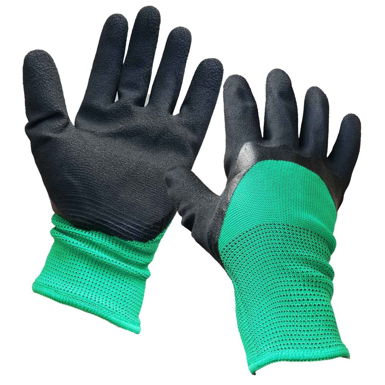 Перчатки рабочие латекс/пена зелено-черные (3034)