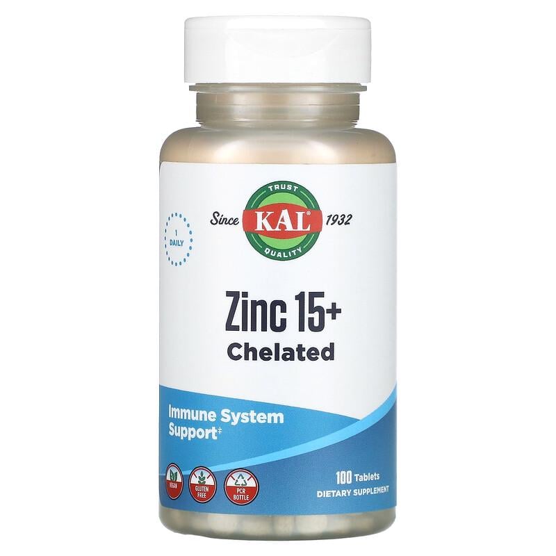 Цинк KAL Zinc 15+ Chelated 100 табл. (CAL-96123) Цинк KAL Zinc 15+ Chelated 100 табл. (CAL-96123)