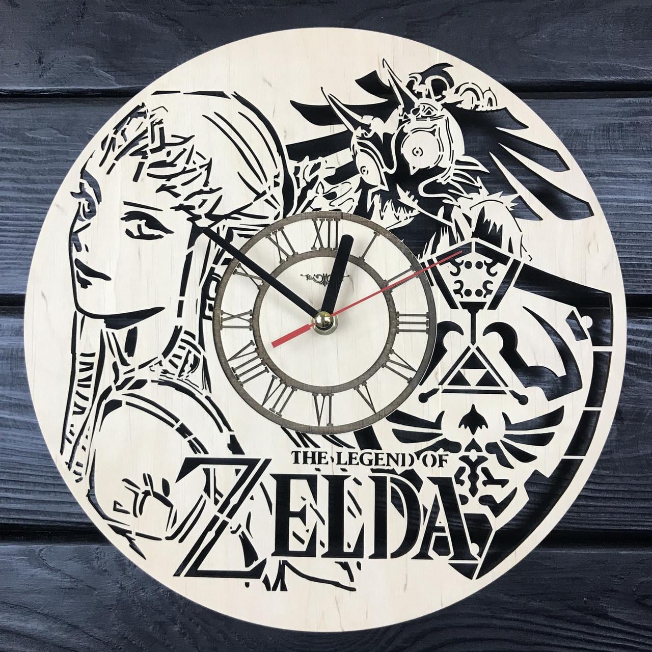 Часы настенные круглые молодёжные из дерева The Legend of Zelda