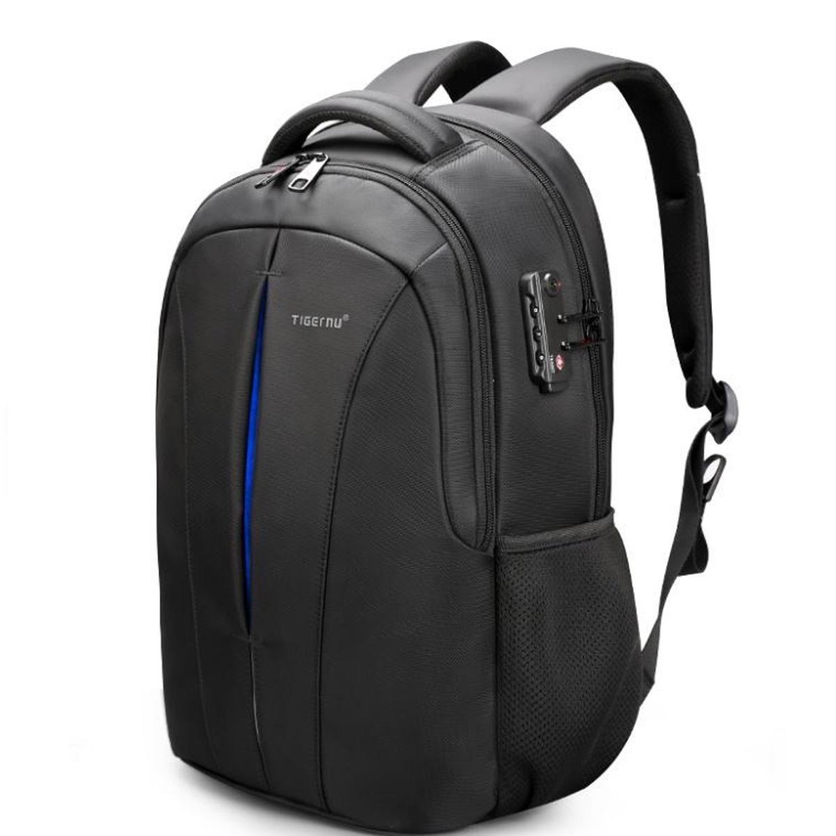 Городской рюкзак Tigernu T-B3105A для ноутбука 15,6" с USB/встроенным замком 18 л Черный с синим (1826)
