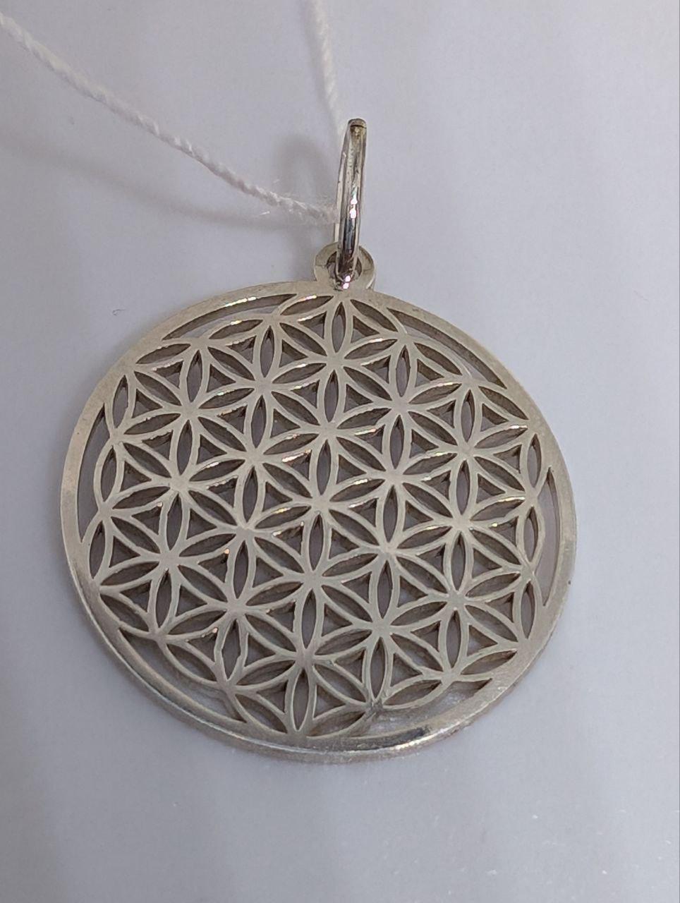 Кулон серебряный 925 пробы медальон Цветок жизни (2762192704) - фото 7