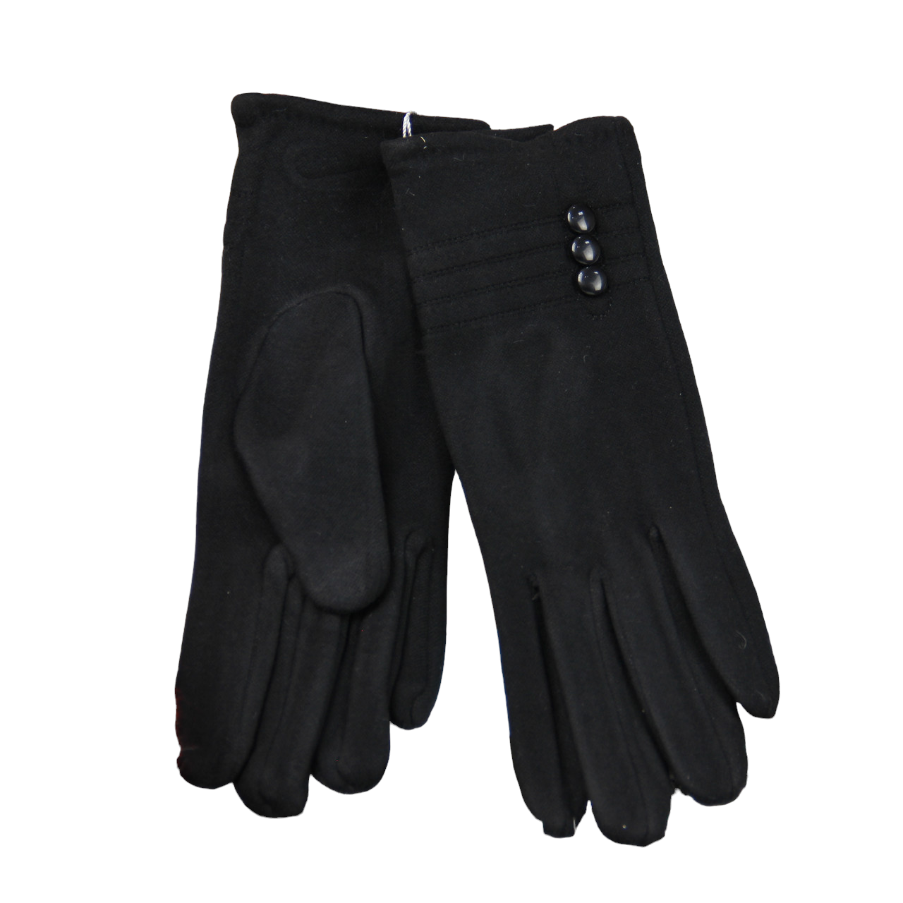 Перчатки женские велюровые с мехом с 3 пуговицами M Черный (34089)
