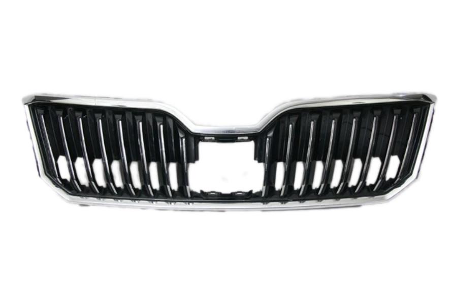 Решітка радіатора AVTM Skoda Superb 2013-2015 черн.з хром.рамкою (пластик ABS) без емблеми 186417990