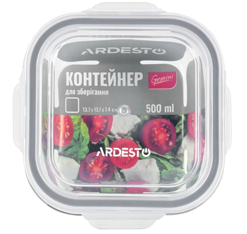Контейнер для зберігання скляний Ardesto Gemini квадратний 500 мл (AR1250SQ) - фото 2 Контейнер для зберігання скляний Ardesto Gemini квадратний 500 мл (AR1250SQ) - фото 2