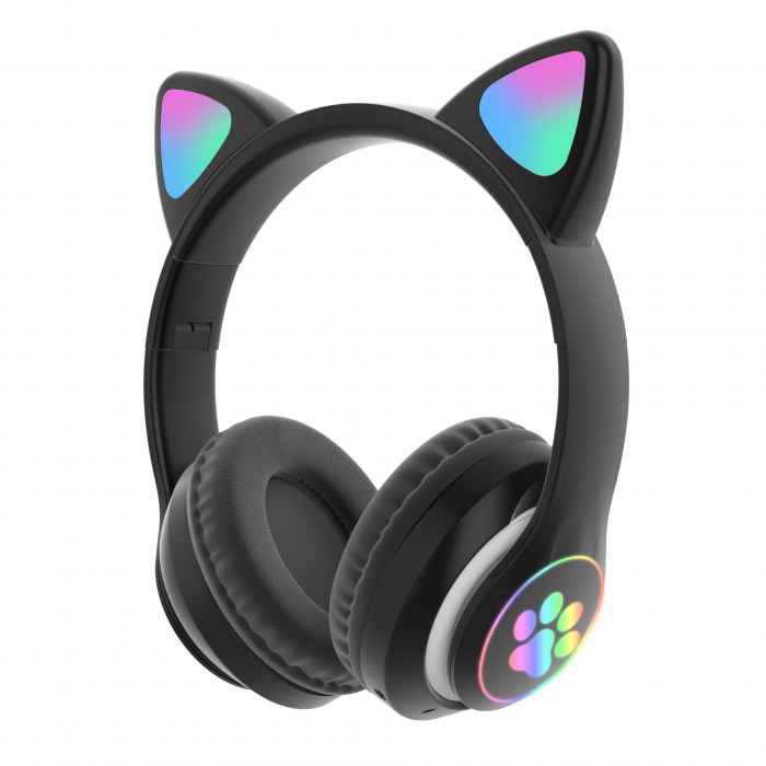 Наушники беспроводные STN-28 LED с кошачьими ушками Черный (TVST5) - фото 1 Наушники беспроводные STN-28 LED с кошачьими ушками Черный (TVST5) - фото 1