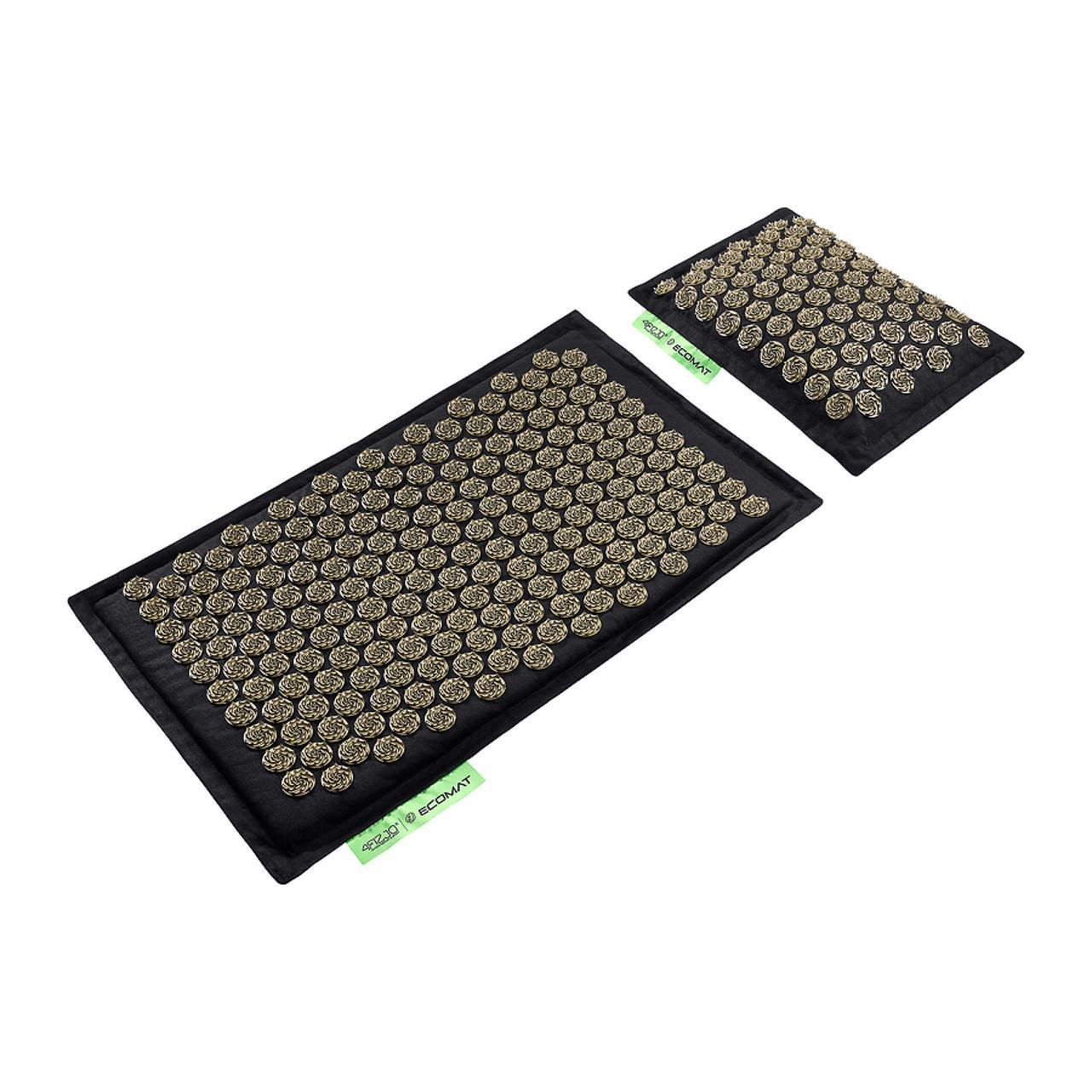 Килимок акупунктурний з подушкою 4FIZJO 4FJ0179 Eco Mat Аплікатор Кузнєцова 68x42 см Black/Gold