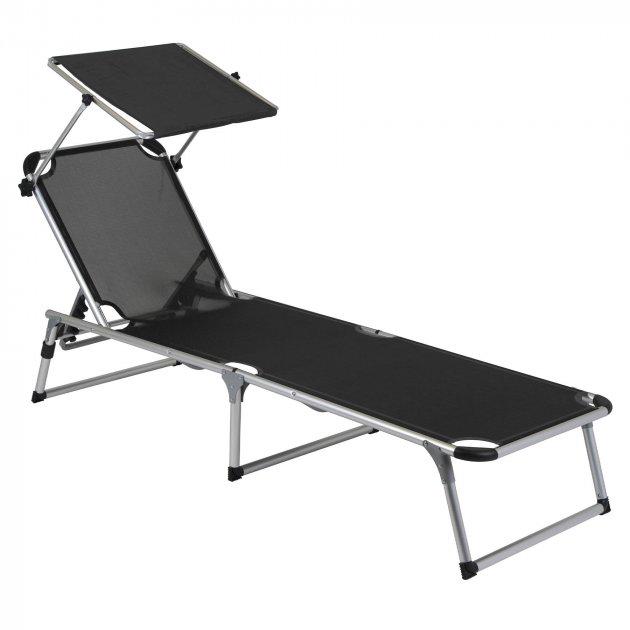 Ліжко розкладне Bo-Camp Sun Lounger With Sunscreen 5 Positions Black (1304460) - фото 1