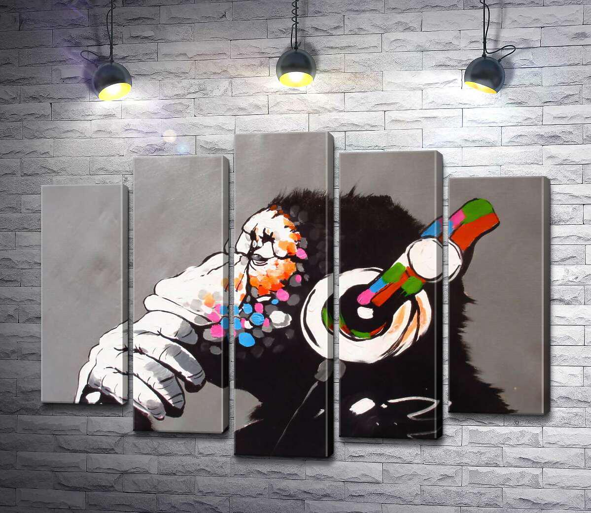 Модульная картина ArtPoster DJ Обезьяна (DJ Monkey) – Бэнкси (Banksy) 100x75 см Модуль №26 (001429)