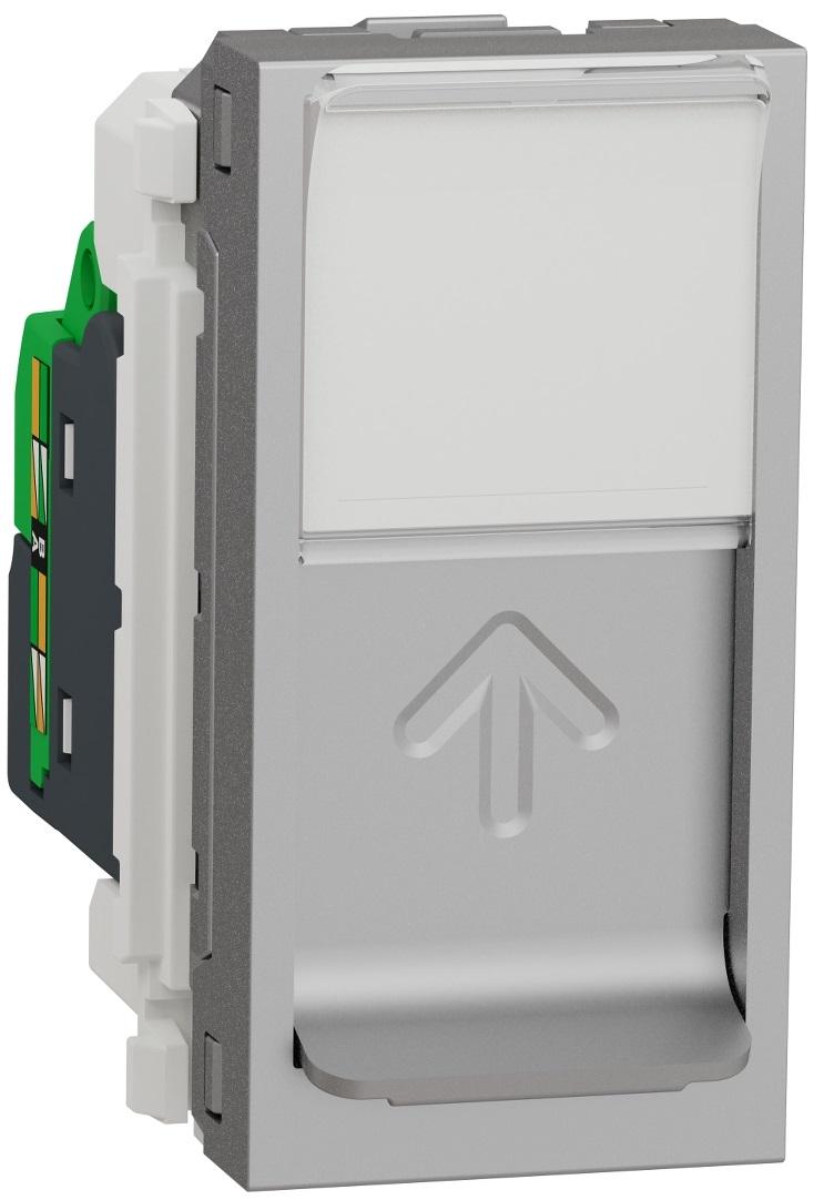 Розетка компьютерная Schneider Electric RJ45 категория Unica 6STP 1 модуль ABS-UV Алюминий (NU341630)