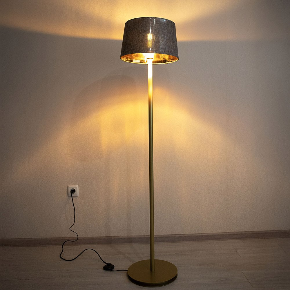 Торшер MSK ELECTRIC Palermo з золотою основою та сірим плафоном із тканини під лампу Е27 (NL 3621 GD+GR) - фото 4 Торшер MSK ELECTRIC Palermo з золотою основою та сірим плафоном із тканини під лампу Е27 (NL 3621 GD+GR) - фото 4