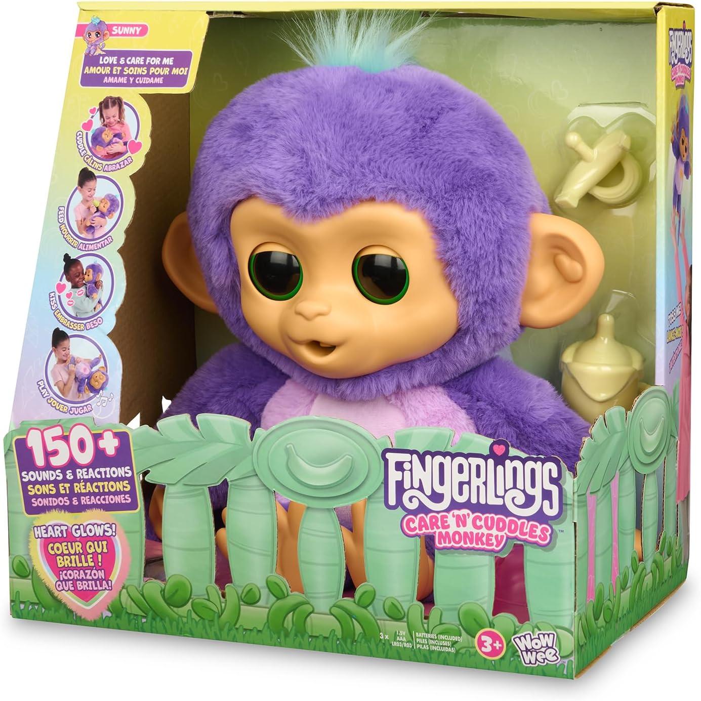 Мягкая игрушка WowWee Fingerlings Интерактивная обезьянка Санни Care 'n' Cuddles Interactive Baby Monkey Sunny (WWF18) - фото 7 Мягкая игрушка WowWee Fingerlings Интерактивная обезьянка Санни Care 'n' Cuddles Interactive Baby Monkey Sunny (WWF18) - фото 7
