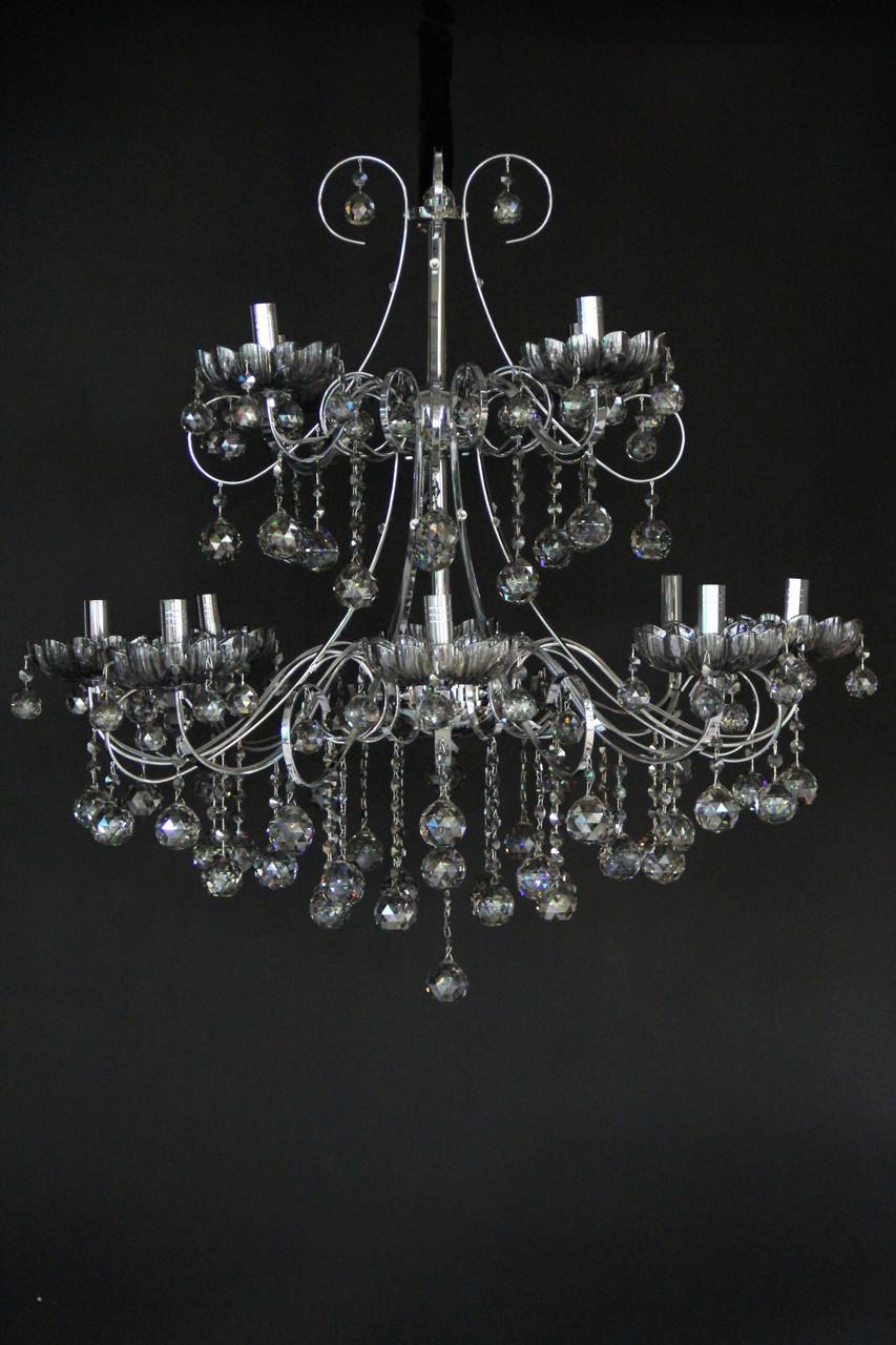 Люстра SVLIGHT A21C21/12 хрустальная двенадцатирожковая Хром/Черный