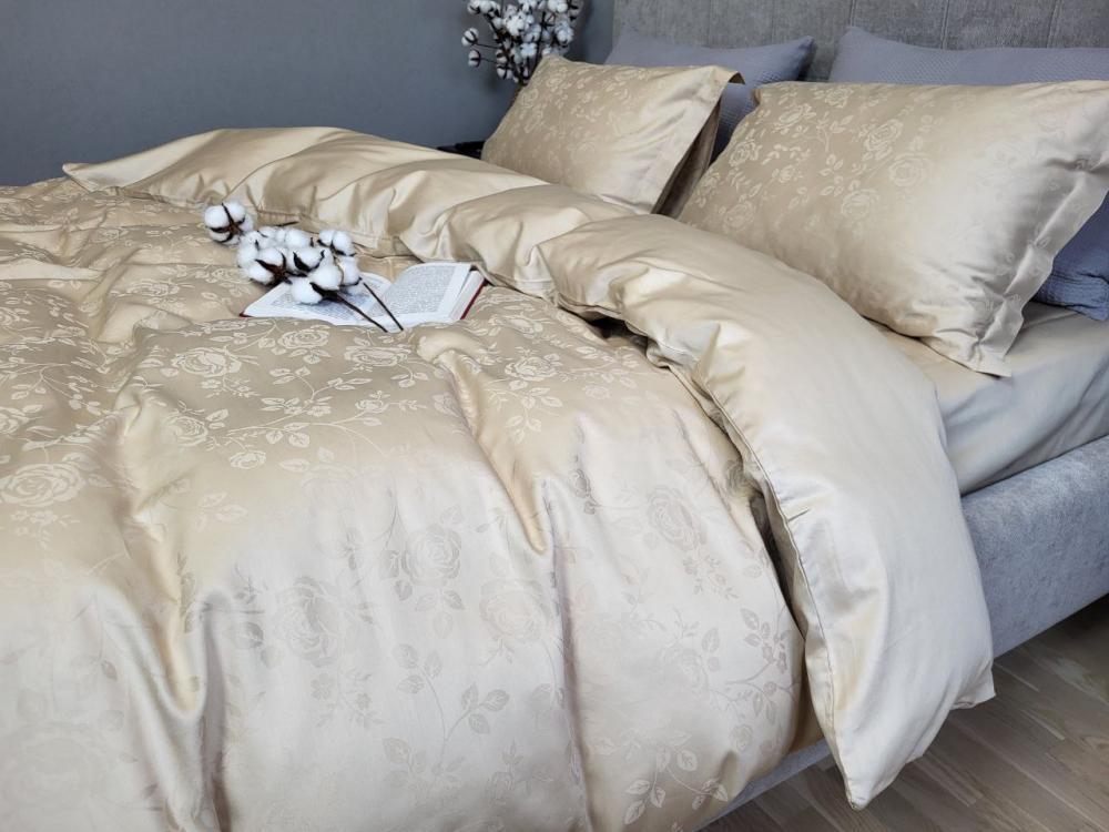 Комплект постельного белья Мир сатин жаккард Premium полуторный/наволочки 50х70/70х70 см Rose Beige (6152) - фото 3 Комплект постельного белья Мир сатин жаккард Premium полуторный/наволочки 50х70/70х70 см Rose Beige (6152) - фото 3