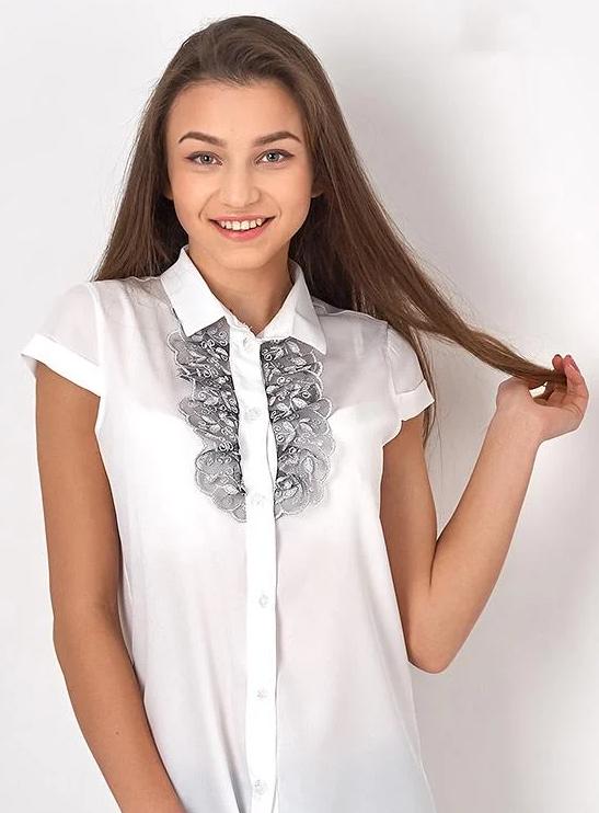 Блузка для девочки Mevis 2710-02 с коротким рукавом 146 см Белый (47719)